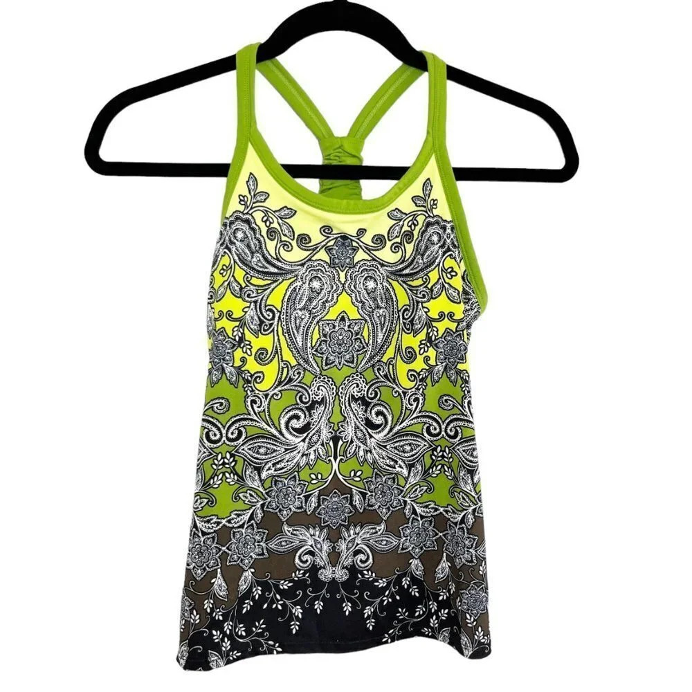 Athleta Multicolor Pavitra Paisley Racerback Workout Tank Women's Size XXS